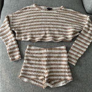 PrettyLittleThing Cream and Brown Knit Set